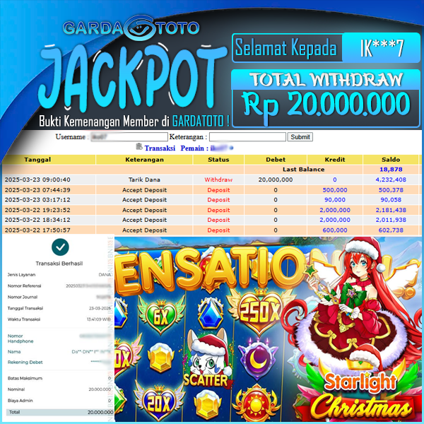 JACKPOT SLOT MAIN DI SLOT STARLIGHT CHRISTMAS WD Rp 20.000.000,- DIBAYAR LUNAS GARDATOTO MANTAP !