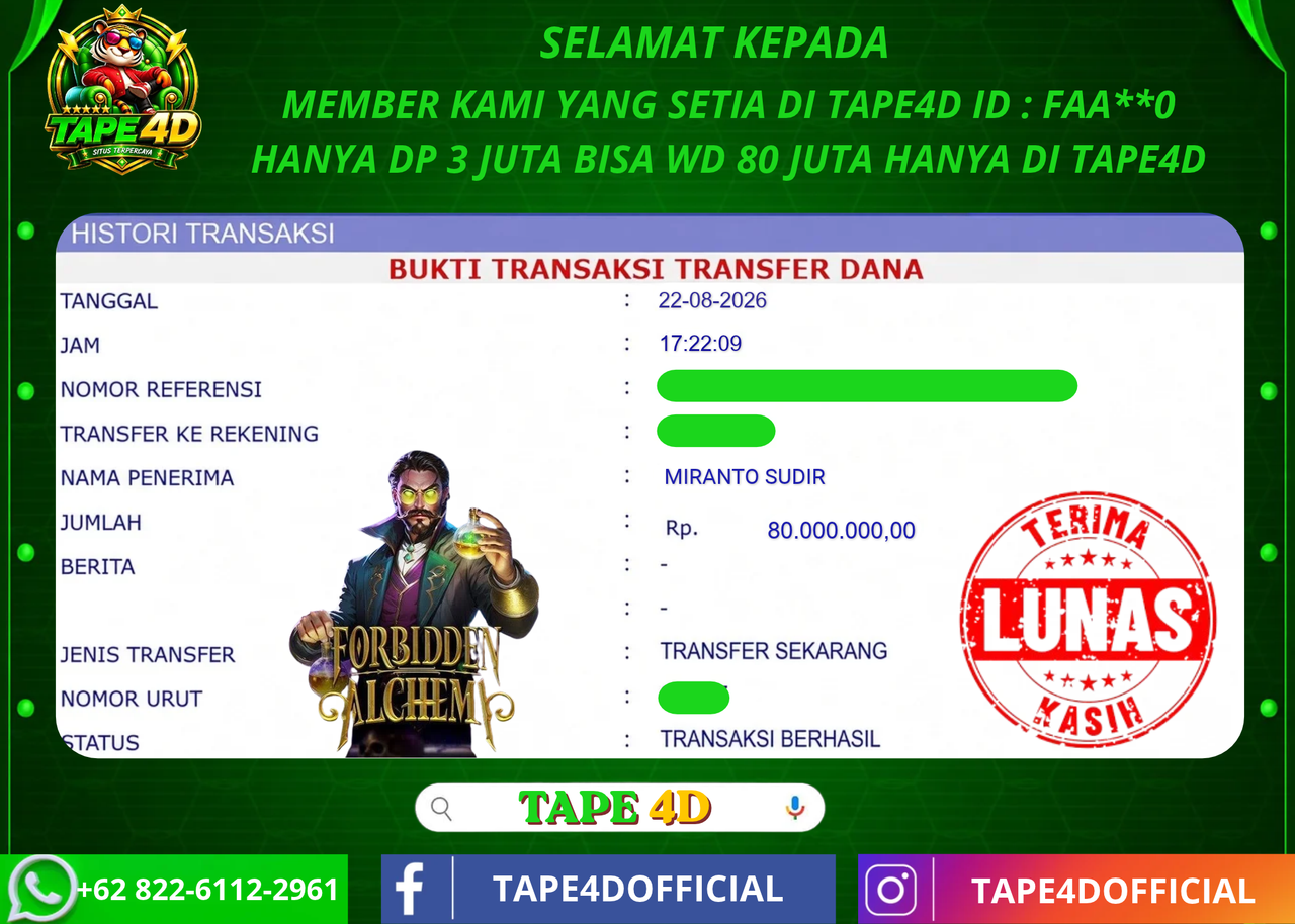 TAPE4D FIRBIDDEN ALCHEN  PRAGMATIC PLAY 80.000.000-LUNAS