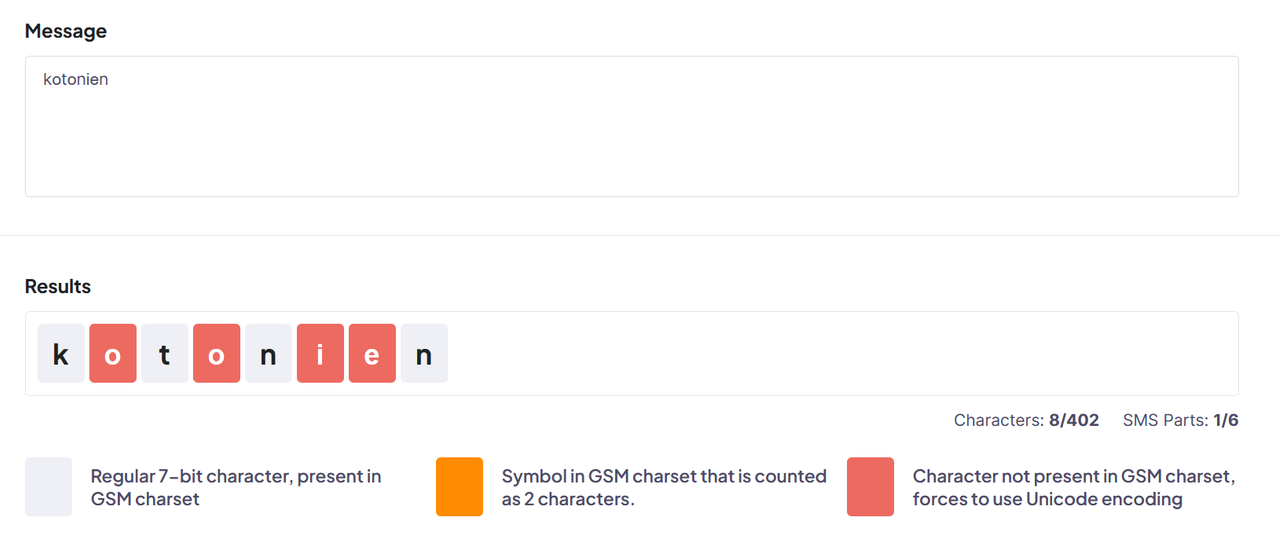 Screenshot of String B in the Unicode detector, revealing irregular Unicode vowels