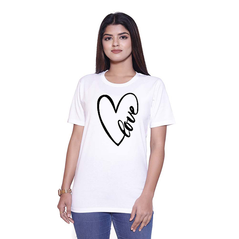 Sniggle Love Printed Round Neck White Pack of 2 Cotton T-Shirt