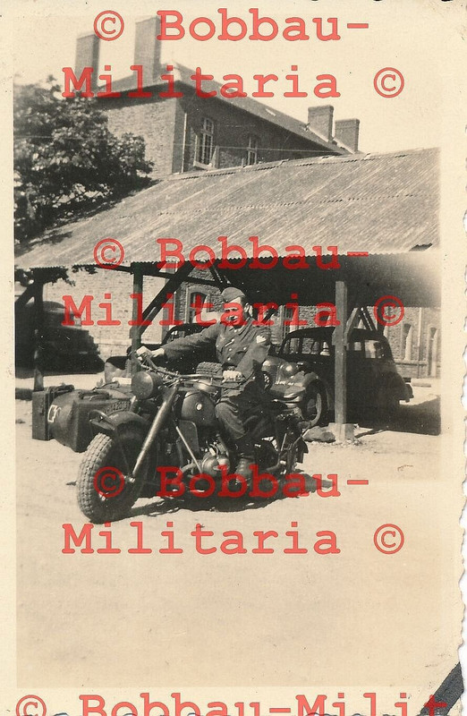 Foto Wehrmacht Kradschützen schweres BMW - Motorrad Gespann motorcycle