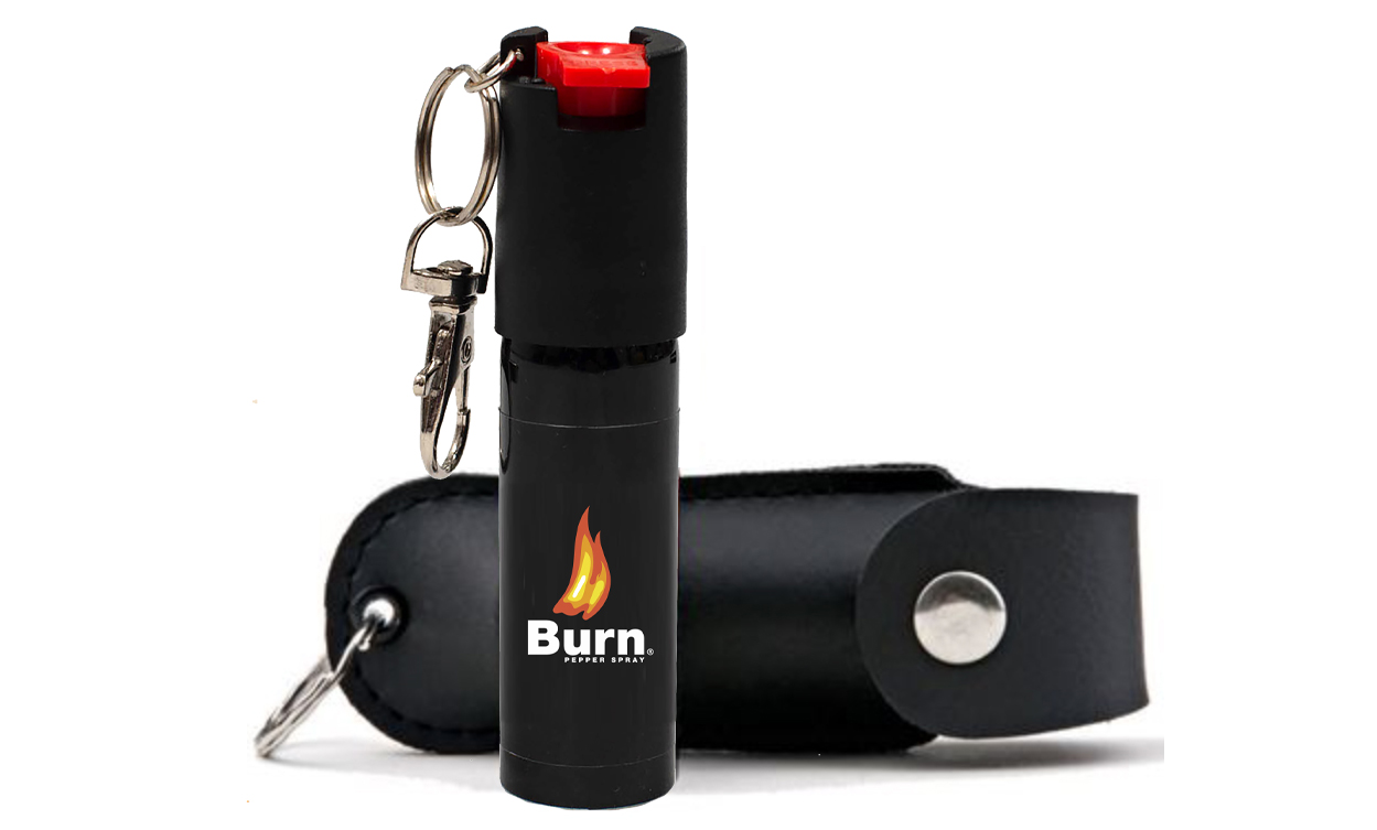 burn-pepper-spray-keychain-for-women-in-leather-holster-black