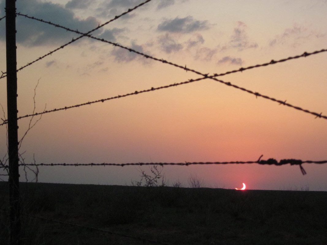 “Devils Horns” sunrise captured in Qatar, during a partial eclipse