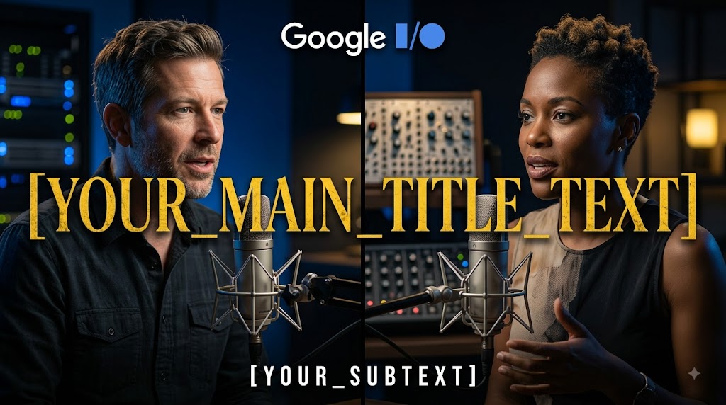 AI-generated example result for the youtube-thumbnail prompt: Podcast YouTube Thumbnail AI Prompt #72 – Single-Scene Composition
