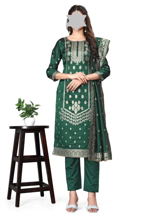Designer Art Silk Unstitched Suit Material Beautiful Party wear Woven banarasi suit material For Women Kurta Set With Dupatta for Ladies Color 9 (R119)
