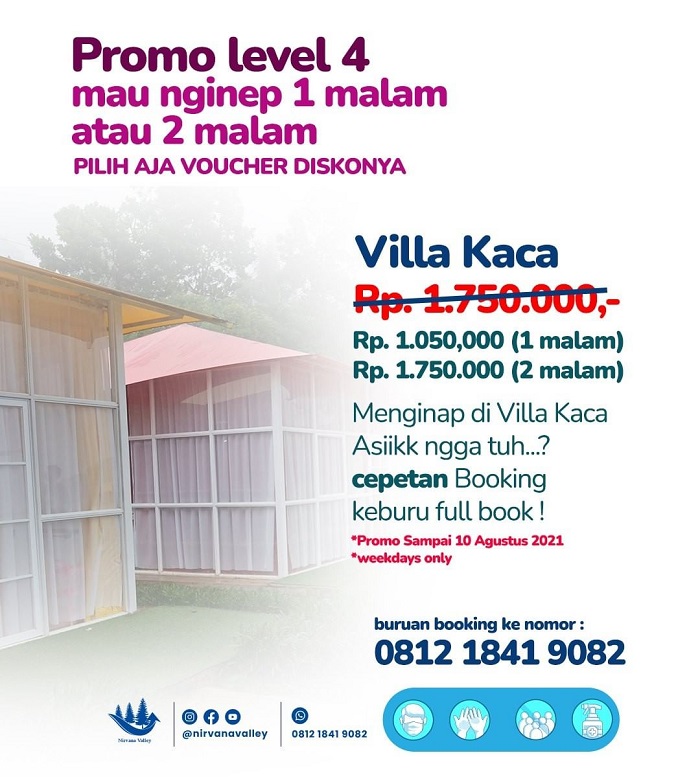 Promo menginap di villa kaca Nirvana Valley Resort