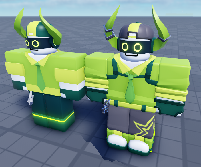 Legacy Boombox next to Redesigned (Legacy) Boombox. This depicts him with an inaccurate skintone, please refer to his current design.