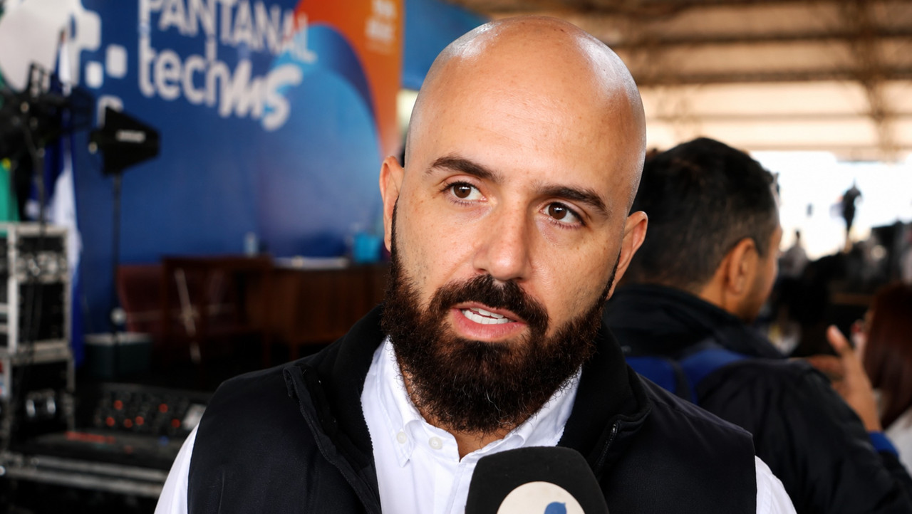 Secretário estadual de Meio Ambiente, Desenvolvimento, Ciência, Tecnologia e Inovação, Artur Falcette, durante o Pantanal Tech MS 2026 ©Osmar Veiga