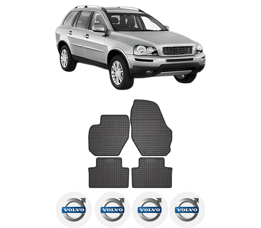 Set covorase presuri VOLVO XC90 I (275) din 2002-2014, auto, din cauciuc thermoplastic, 4 Stickere auto cu VOLVO