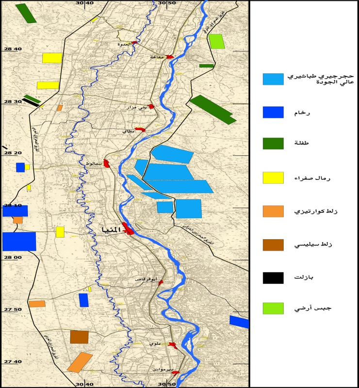خريطة المواد المحجرية