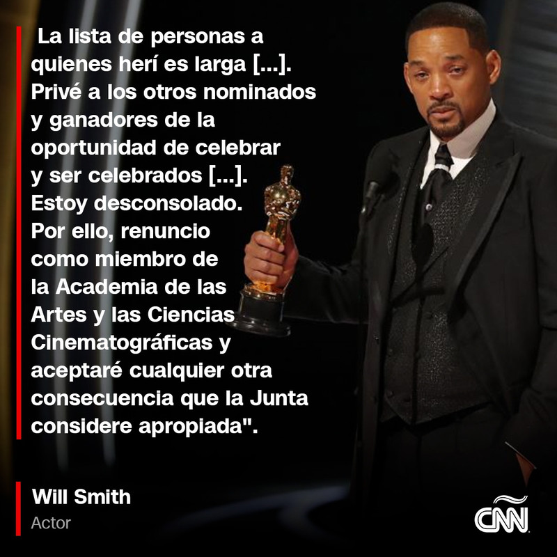 Will Smith es vetado de los Premios Oscar por 10 años