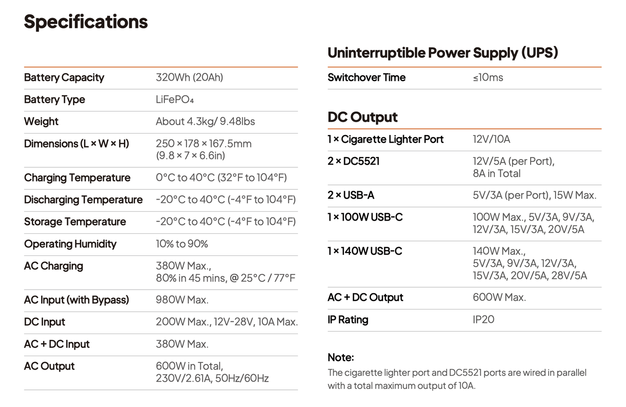 Bluetti Premium 30 V2 Specifications