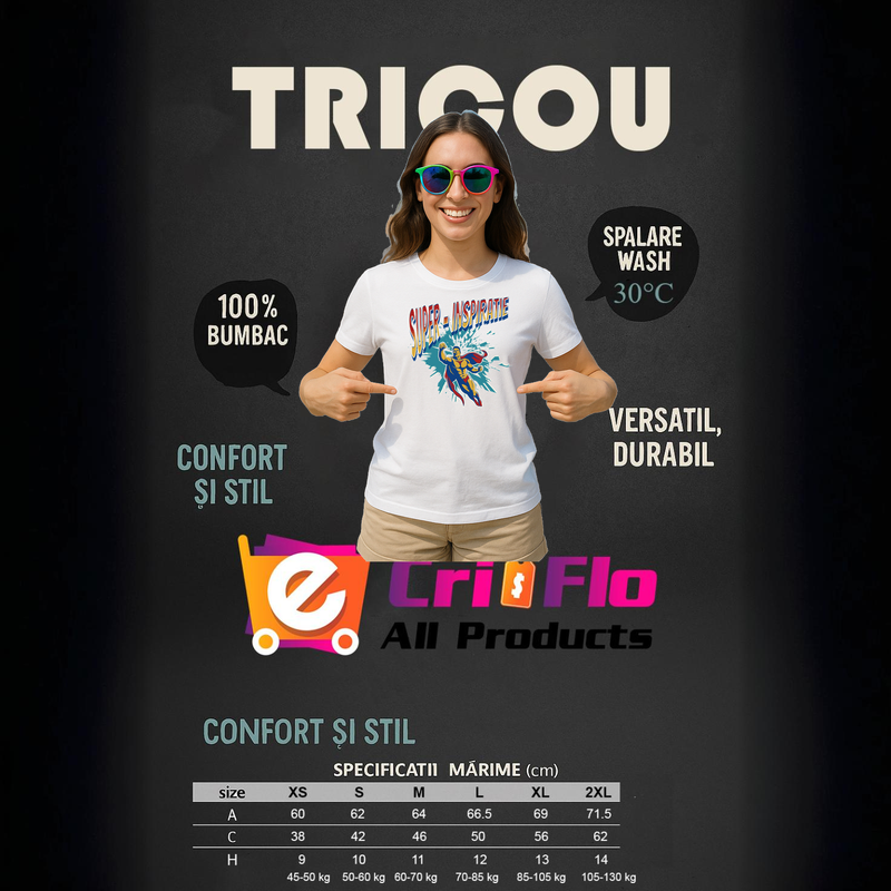 Tricou Super Inspira, Dama, 100% bumbac, Cri-Flo, Culoare Alb, Marime M
