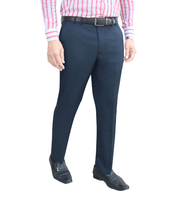 Men’s Formal Trouser Slim Fit Plain Front Cross Pocket Color: 28. BLUE BLACK