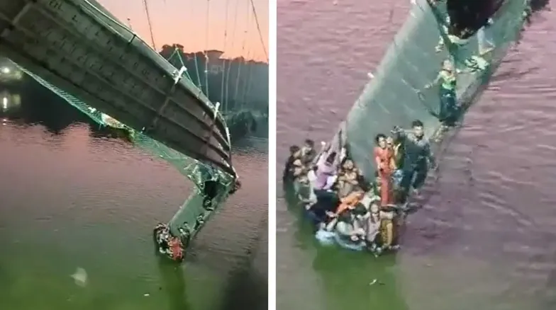 Suman 60 personas muertas tras caer un puente en el oeste de la India