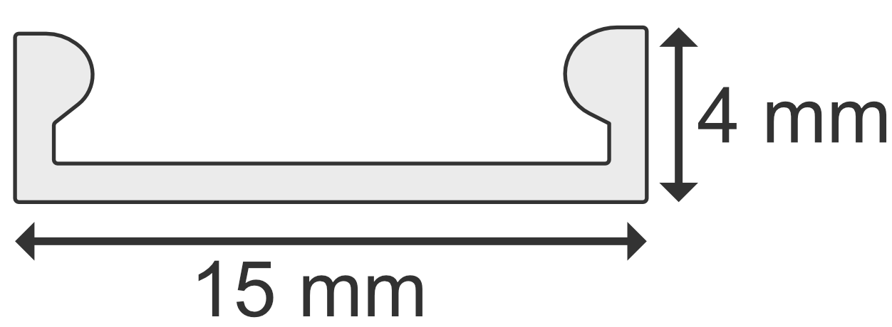 Technische Zeichnung 15mm x 4mm