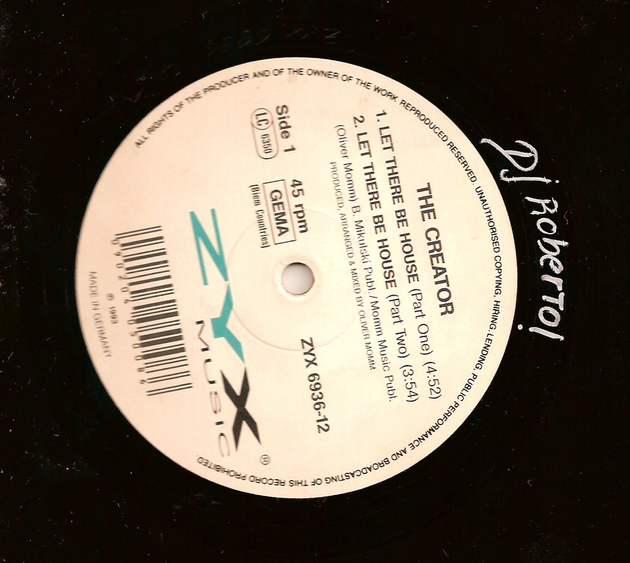 04/01/2023 - The Creator – Let There Be House (Vinyl 12)(ZYX Music – ZYX 6936-12) 1993 Rotulo-A