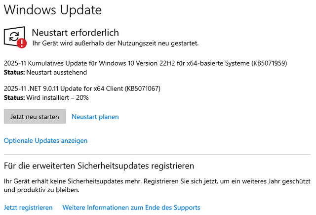 Windows 10 22H2 Updates Nov. 2025
