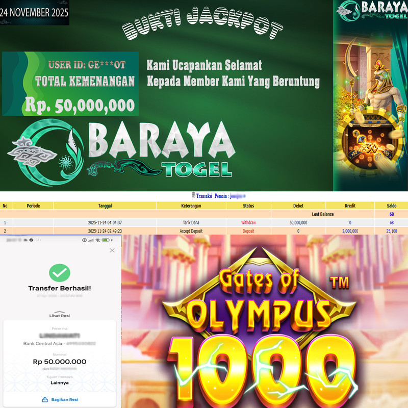 Rp. 50.00.000.- WD LUNAS DI BARAYATOGEL