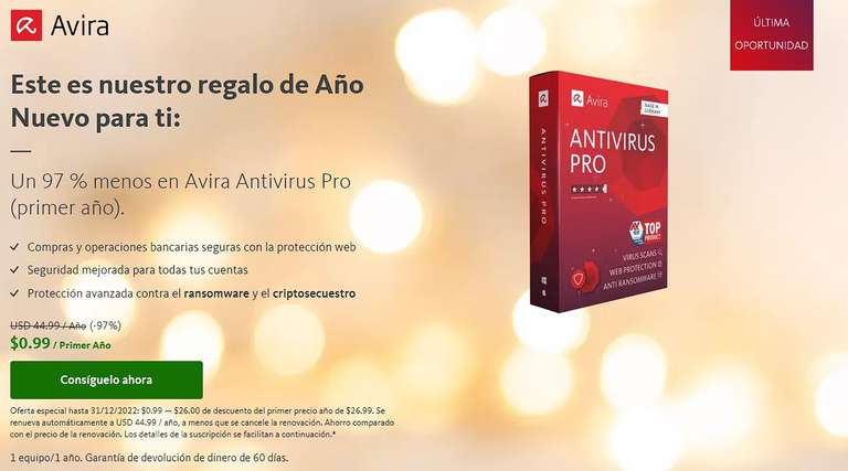 Avira antivirus con 97% de descuento / Ultima Oprtunidad 
