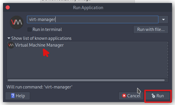 Openning virtual manager