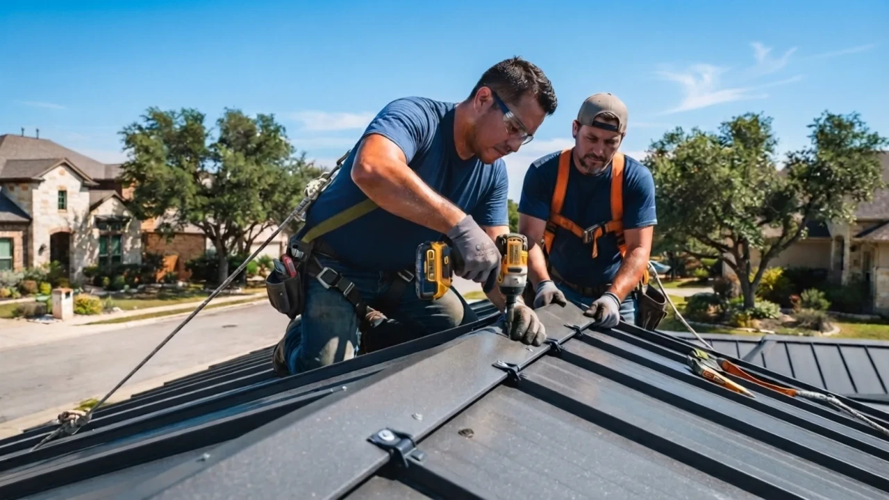 Metal roof installation on San Antonio residential home Texas