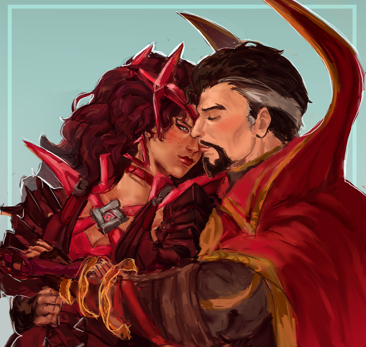 Stephen holding Wanda in a loving embrace.