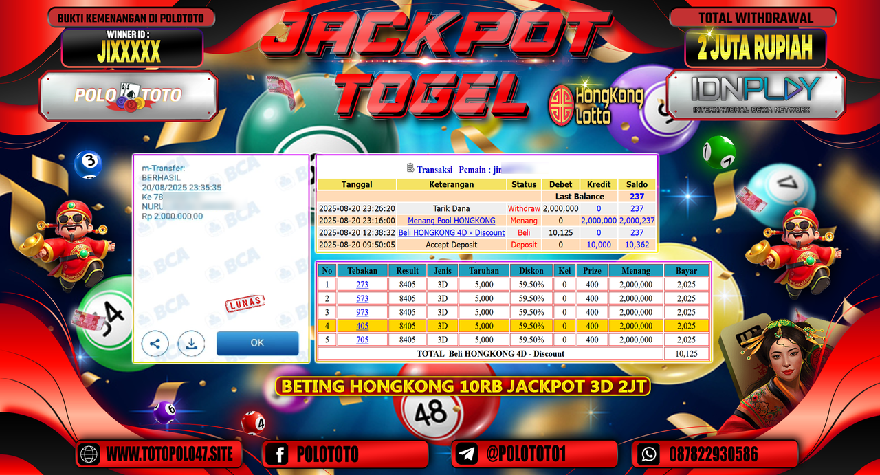 POLOTOTO JACKPOT TOGEL HONGKONG LOTTO Rp.2.000.000,-