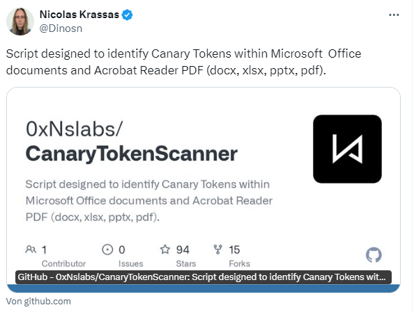 Canary-Token-Scanner für Microsoft Office und Adobe