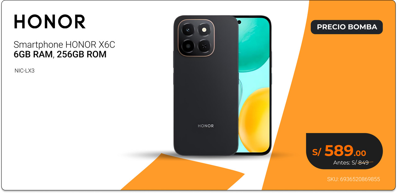 Oferta Celular HONOR X6C – Pantalla 6.61 pulgadas