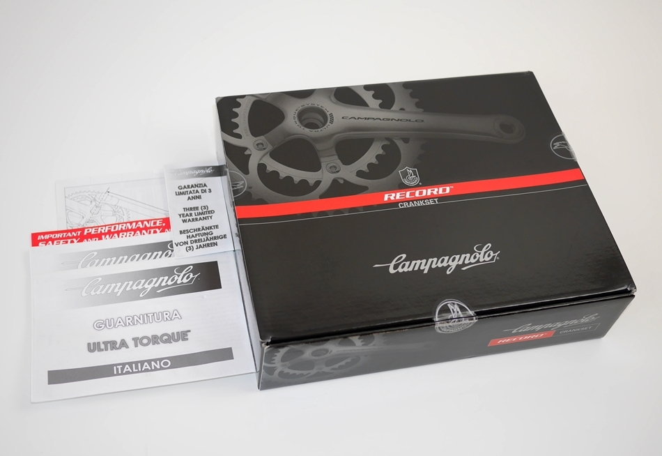 新品 イタリア製 CAMPAGNOLO RECORD カンパニョーロ カンパ レコード10速カーボン53・39クランクセット177.5 mmスーパーBMC黒SUPERブラック