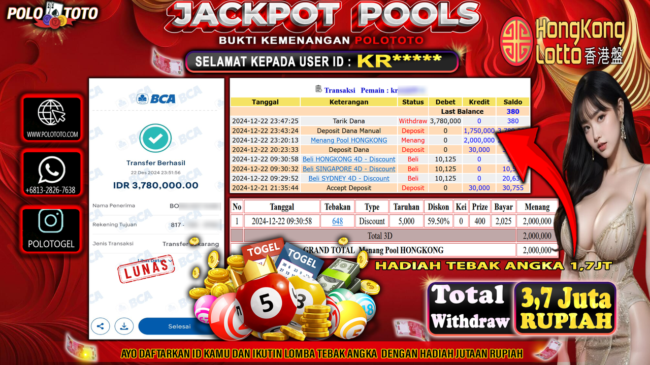 POLOTOTO JACKPOT TOGEL PASARAN HONGKONG Rp.3,780.000,-