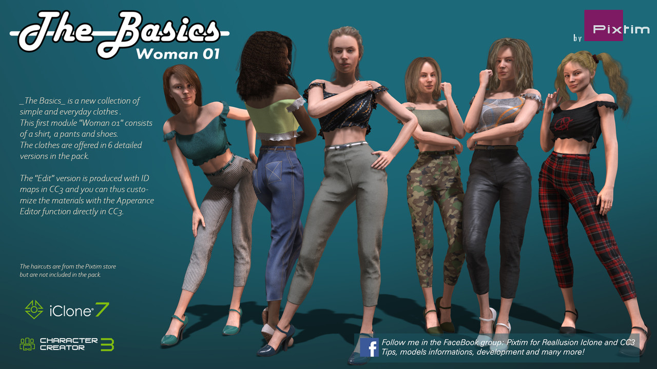 The_Basics_Woman_01 CC3 and iClone clothing pack