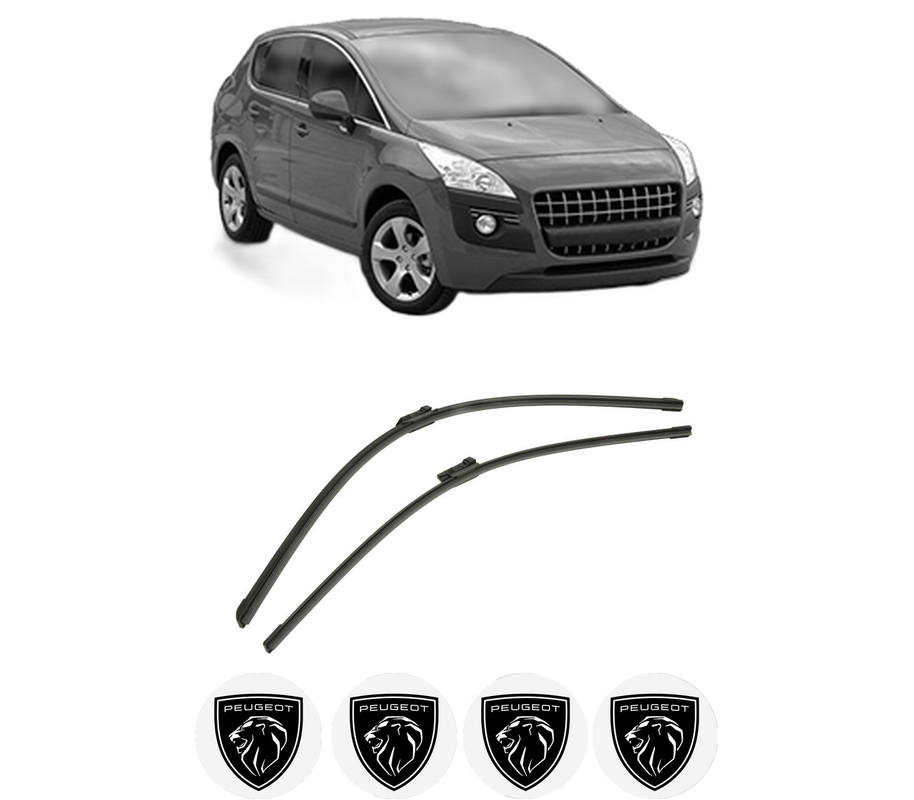 Set stergatoare auto PEUGEOT 3008 Van (0U_) din 2009-2016, pentru parbriz auto, 2 bucati, Bosch Aerotwin, din cauciuc siliconat rezistent, 4 Stickere Auto PEUGEOT