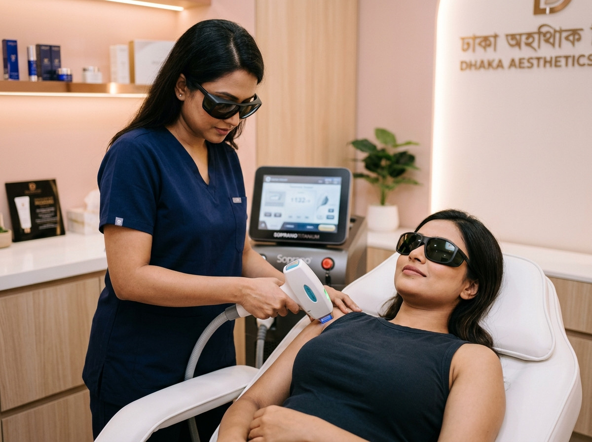 Professional laser hair removal procedure at Fair Skins BD in Dhaka