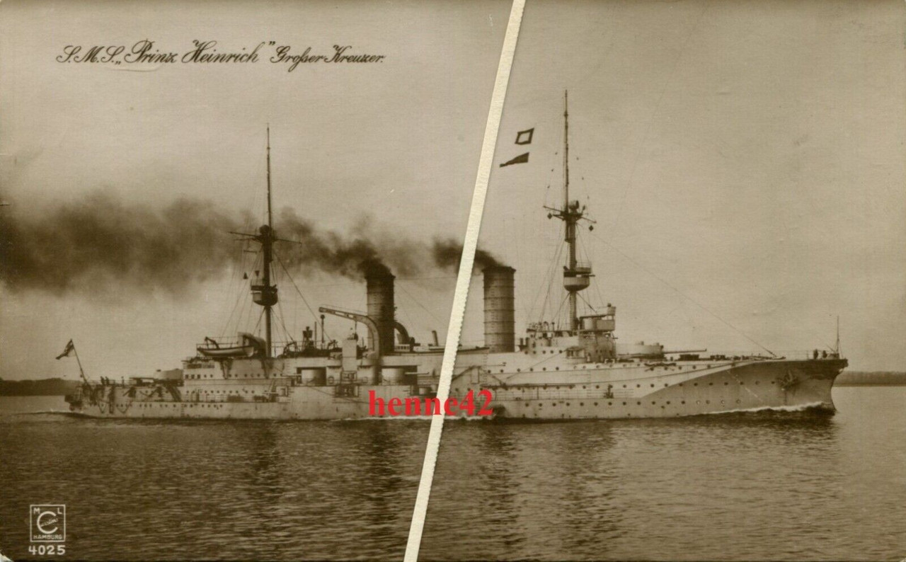 Ak S. M. S. -Prinz Heinrich- Großer Kreuzer 1918 Kais. Marine Schiffs Post