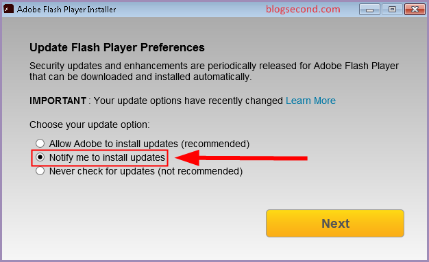Memperbarui Adobe Flash Player
