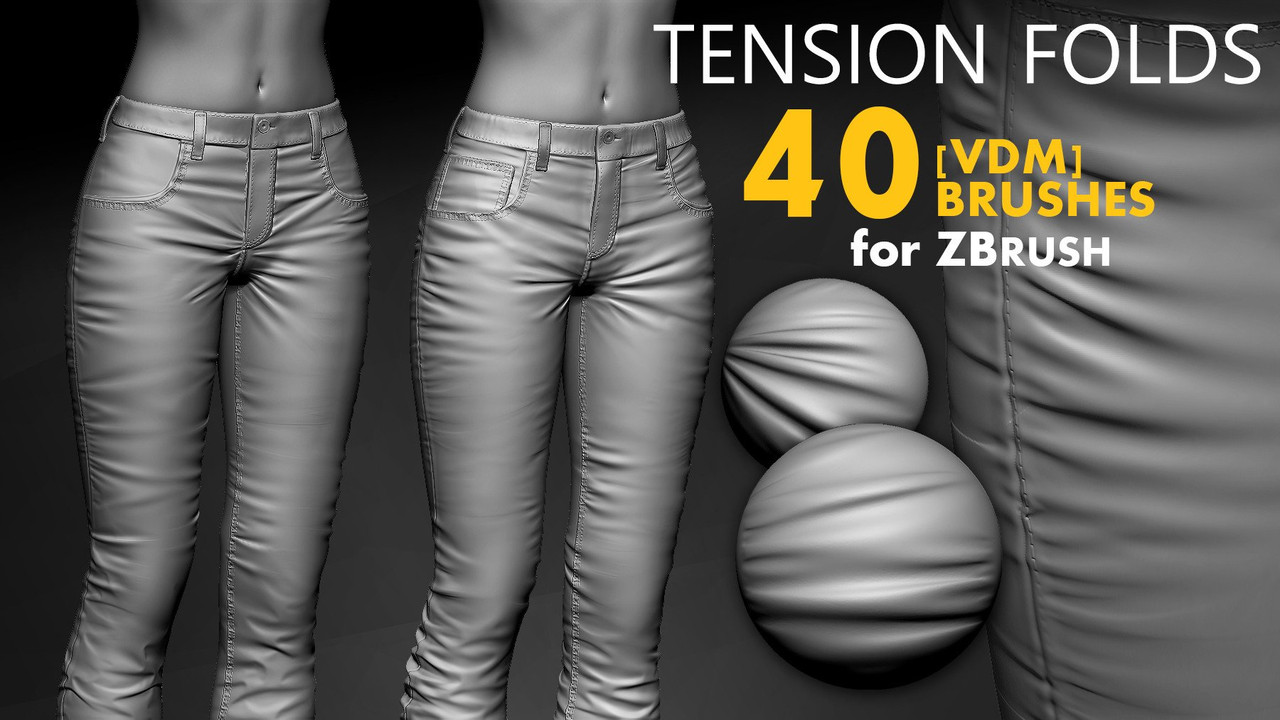 ArtStation - 40 Fabric Brushes - Tension & Compression Folds - 4K (VOL 04)