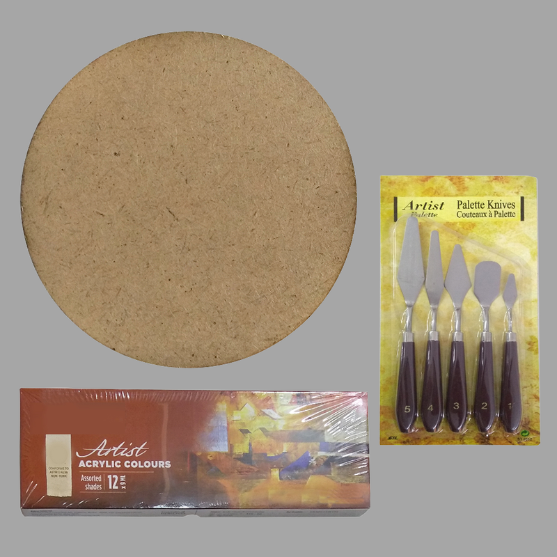 Knife Painting on Round MDF DIY Kit