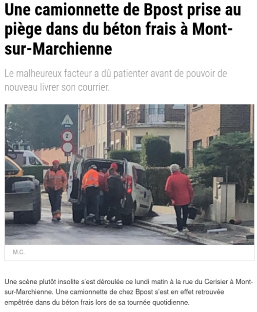 Screenshot 2021-10-22 at 08-45-22 Une camionnette de Bpost prise au piège dans du béton frais à Mont