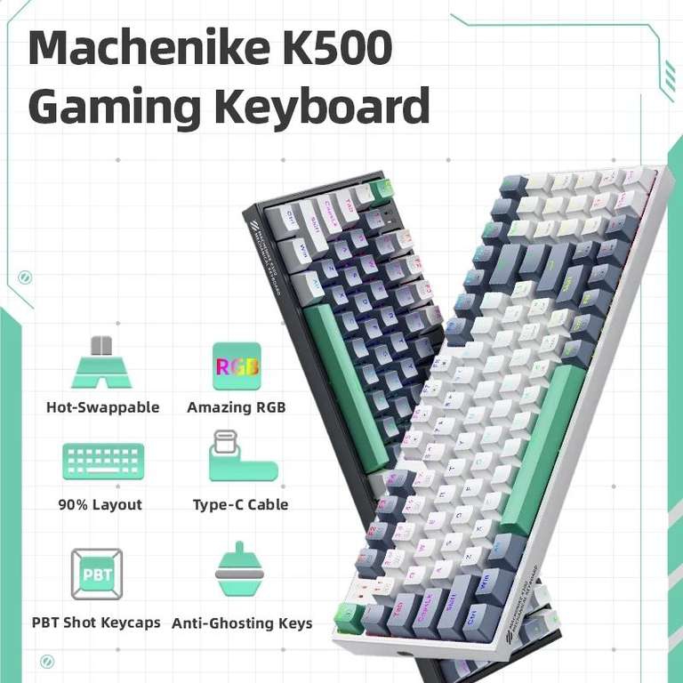 AliExpress: Teclado Machenike K500 94 teclas. Switches Red o Brown. 
