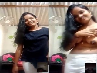 Hot college girl from Mallu in a topless video call