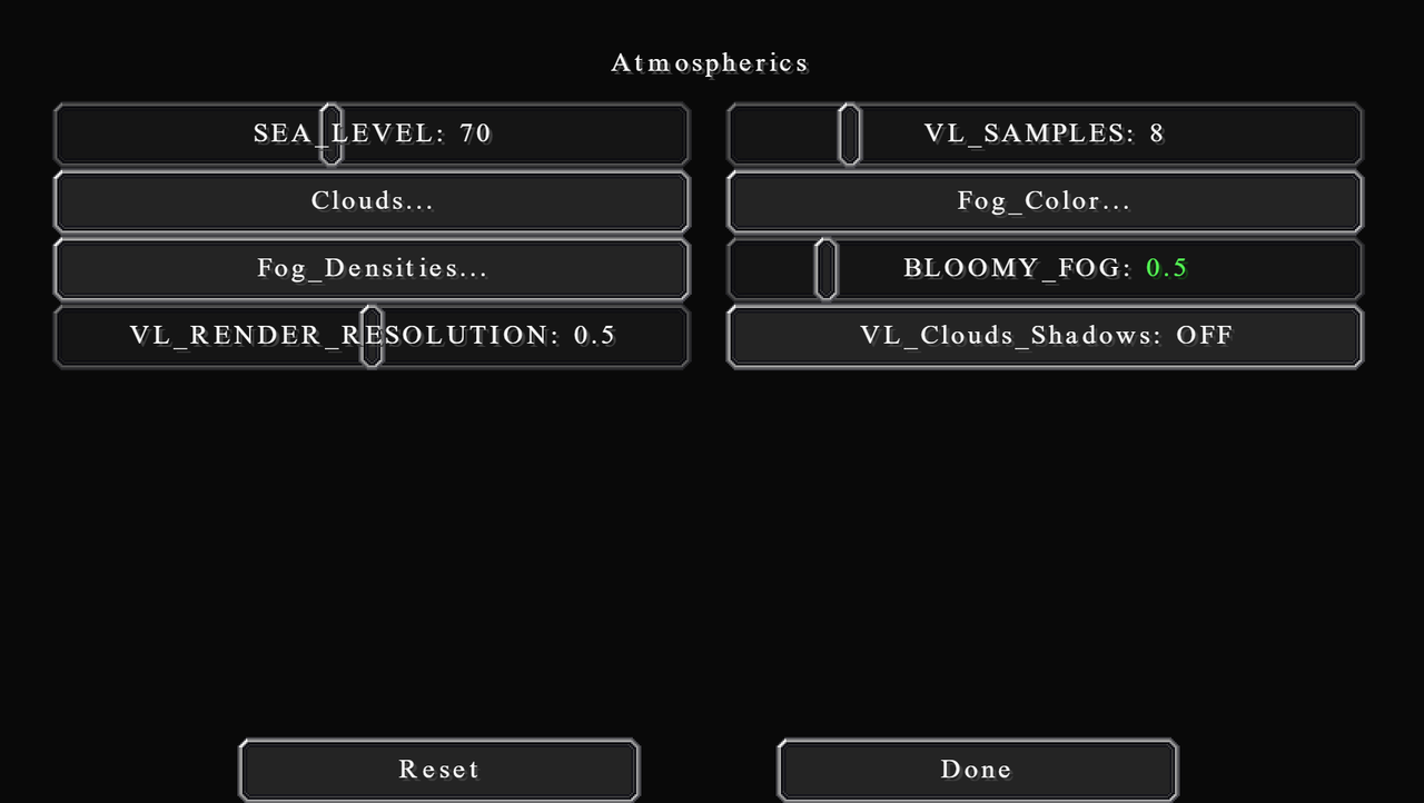 Atmospherics settings