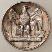 5 Liras Italia. Victor Manuel III. 1927. Dedicada a Bujia PAS5445