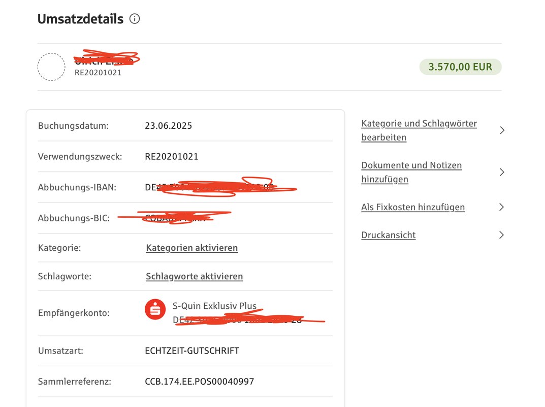 Kontoauszug Audit-Beweis