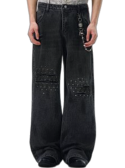No Name Black Double Waist Jeans