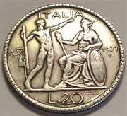 Italia: 20 Liras de Víctor Manuel III, 1927 / año VI IMG-20220705-134210