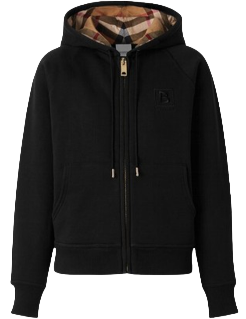Sudadera Burberry con Cremallera Negra Interior Monograma
