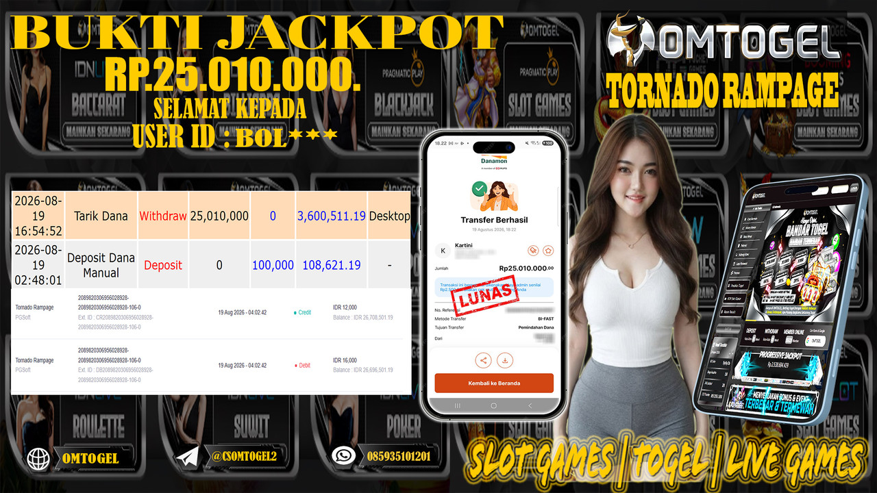 OMTOGEL JACKPOT PG SOFT TORNADO RAMPAGE Rp,25,010,000,- DIBAYAR LUNAS
