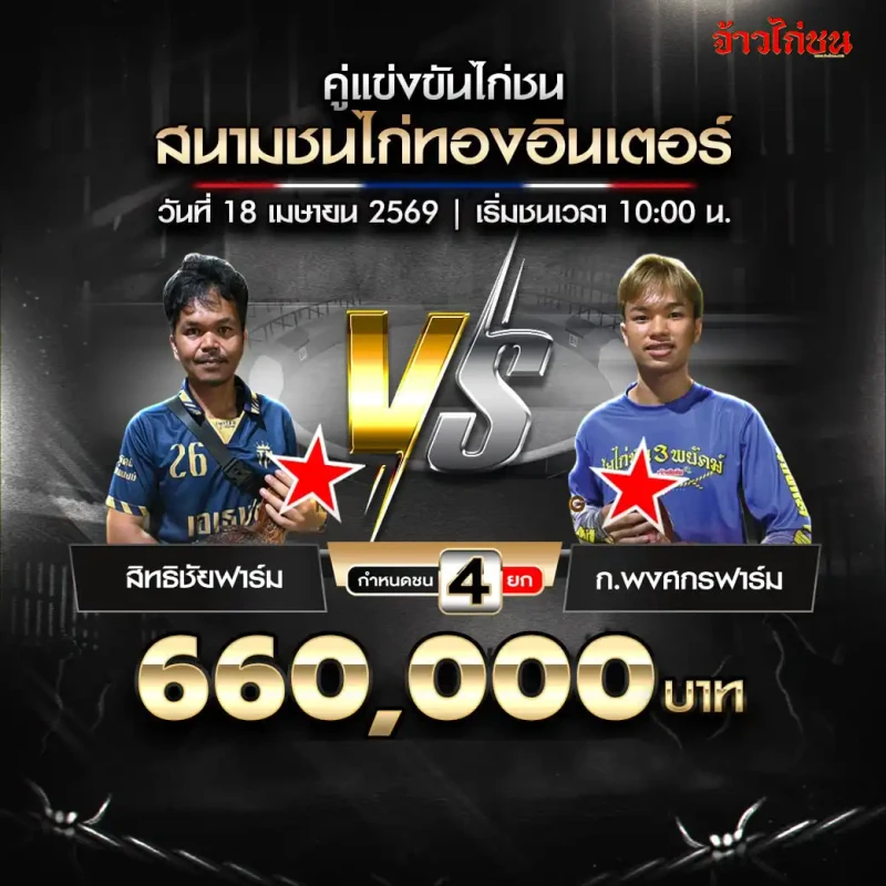 สิทธิชัยฟาร์ม พบ ก.พงศกรฟาร์ม สนามชนไก่ทองอินเตอร์